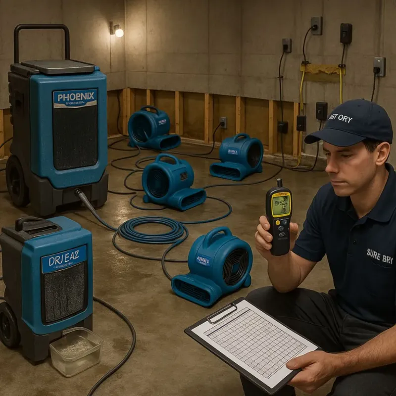 Structural Drying and Dehumidification process in Riverside, CT